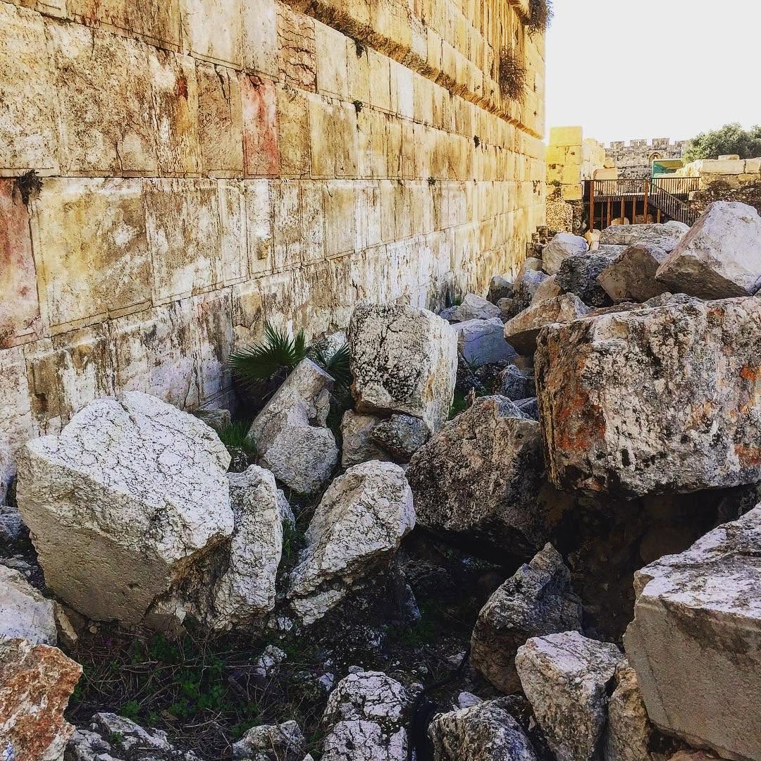 Excavated ancient stonework in the City of David, Jerusalem.