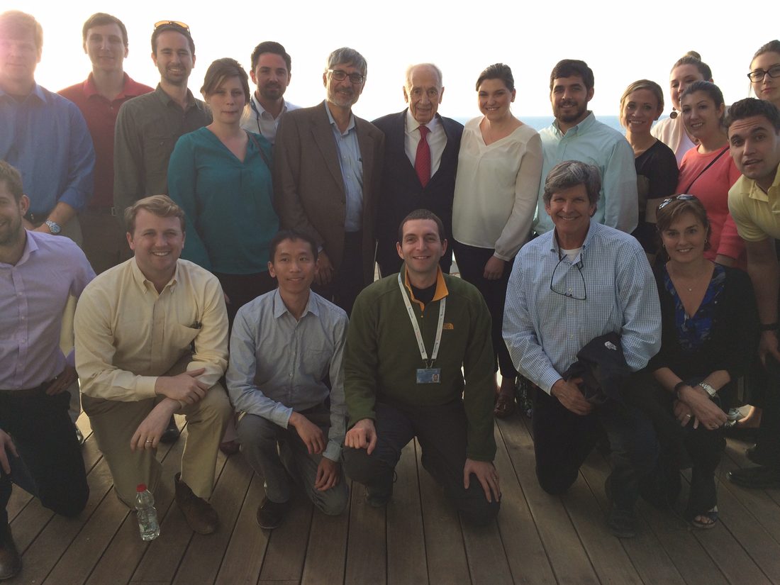 A Vanderbilt University group meeting Israeli President Shimon Peres during a tour of Israel