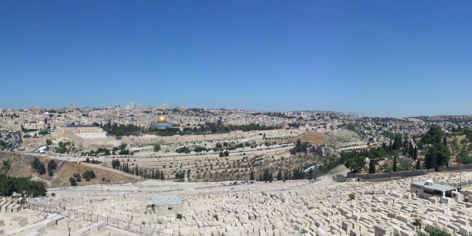 View over the Old City of Jerusalem from the Mount of Olives