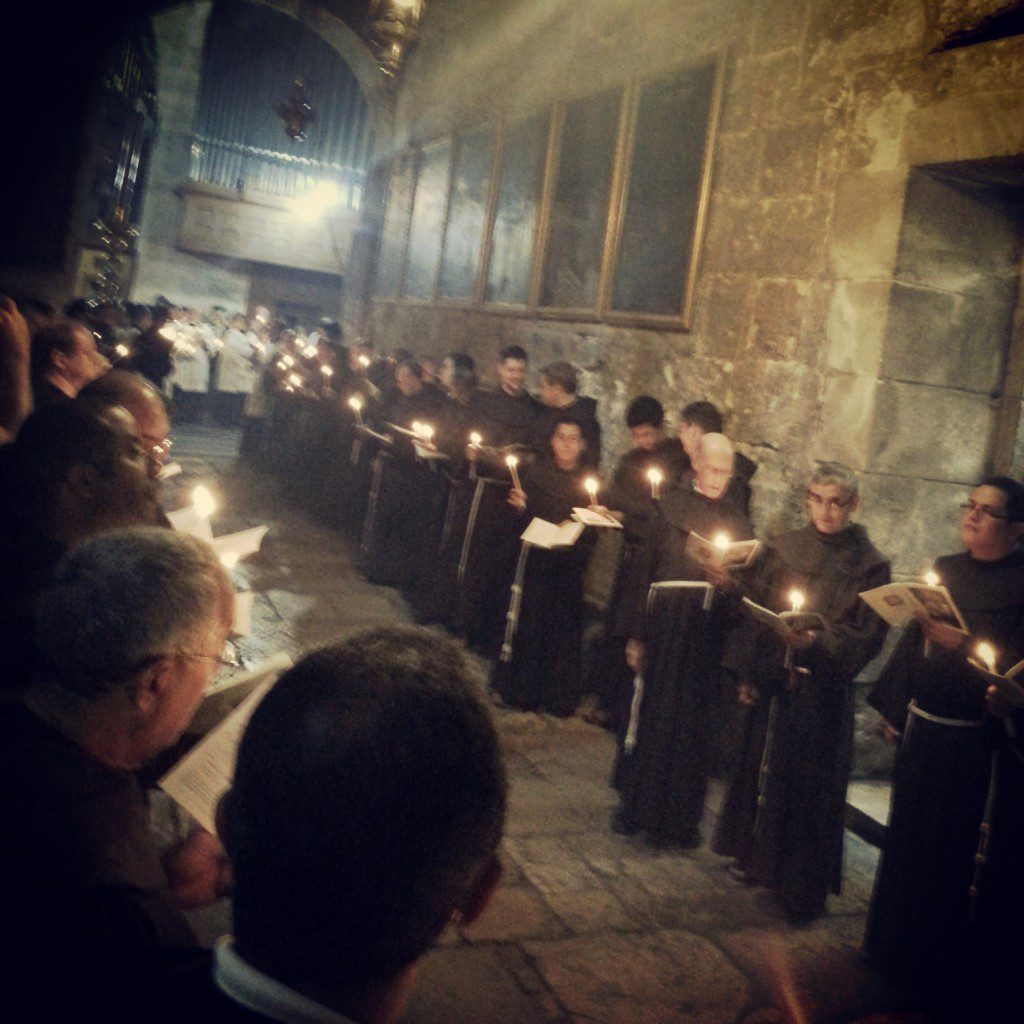 Roman Catholic mass inside the Church of the Holy Sepulchre