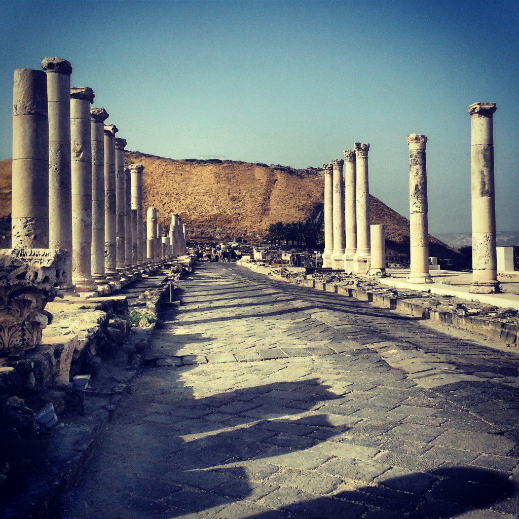 The ancient shopping street (cardo) of Beit Shean (Scythopolis)