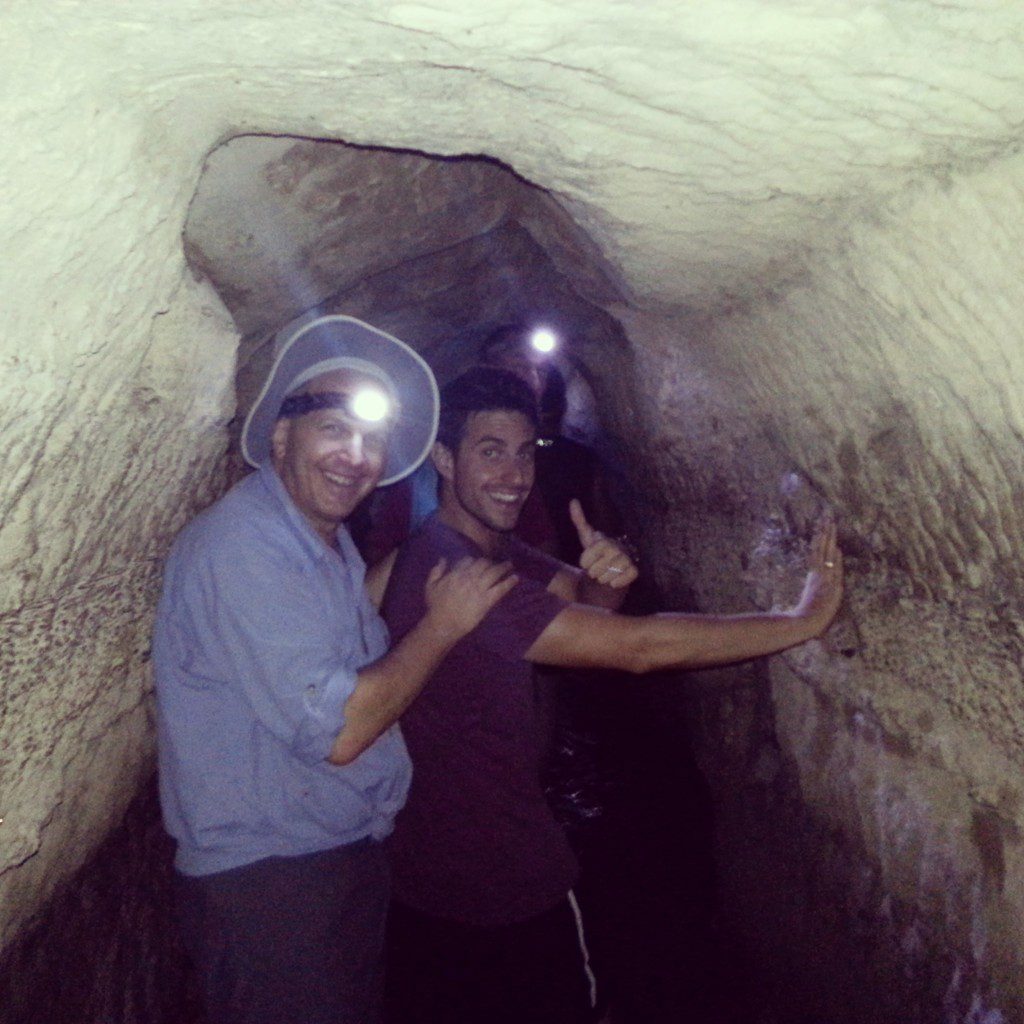 Inside the Roman aqueduct in Mei Kedem