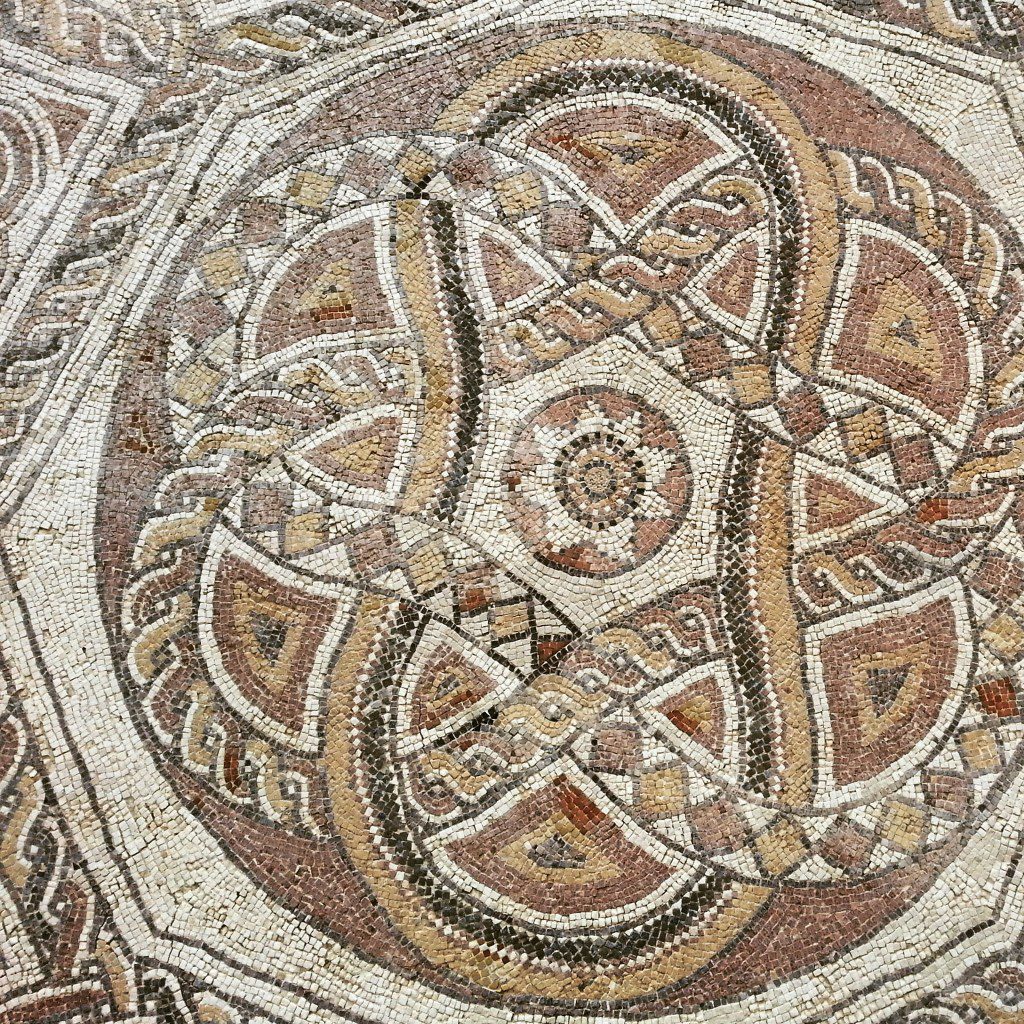 Byzantine period mosaic on display at the Inn of the Good Samaritan