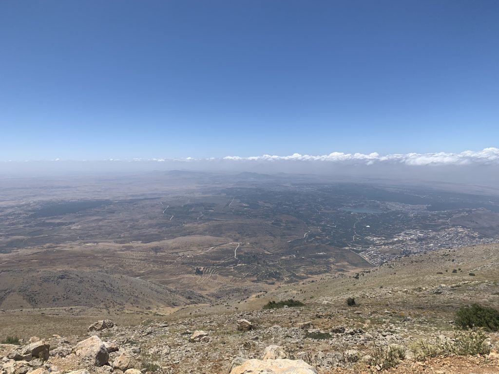Looking out over the border between Israel and Syria in the Golan Heights from Mt Hermon.