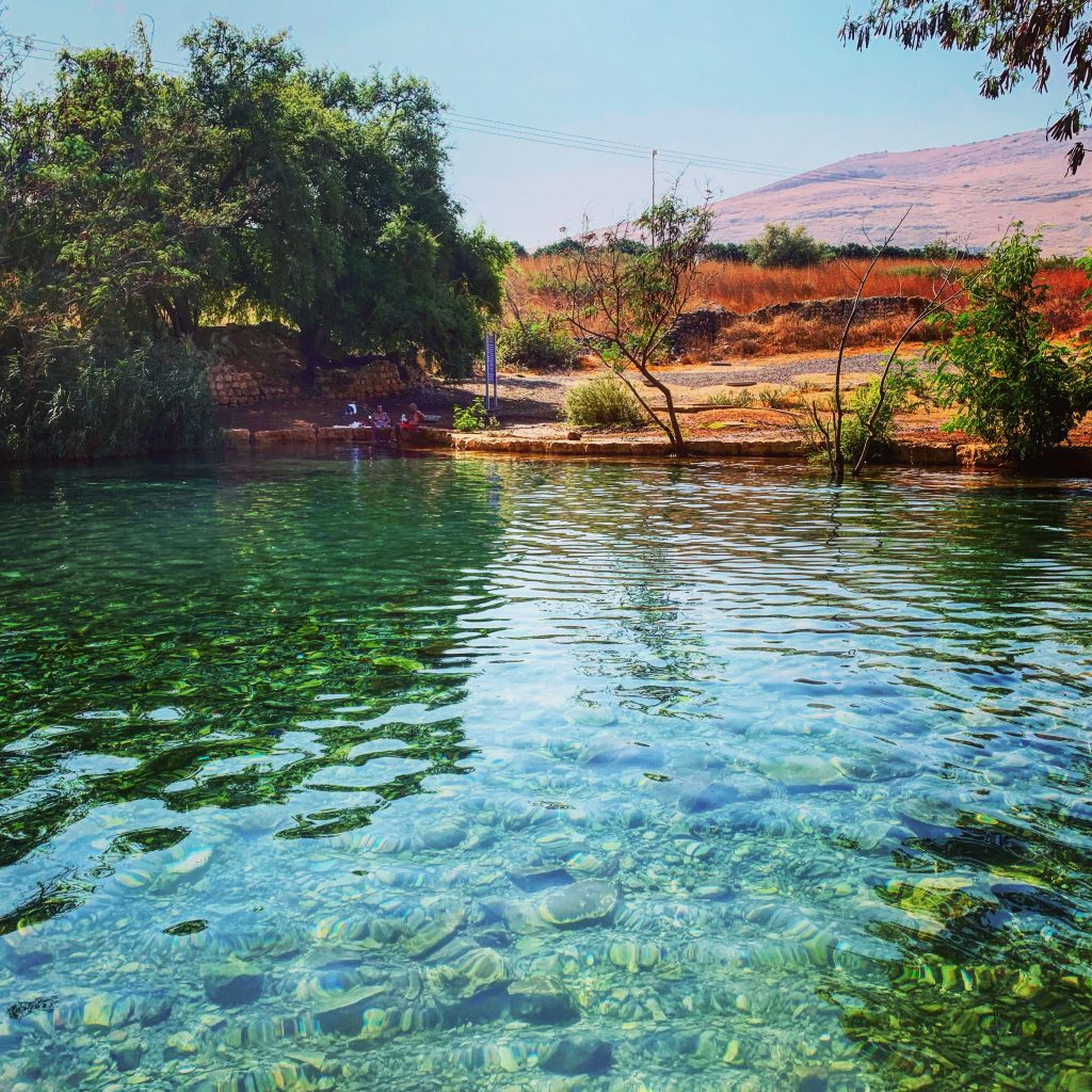 Relaxing at the Shokek Spring in the Park of Springs in northern Israel