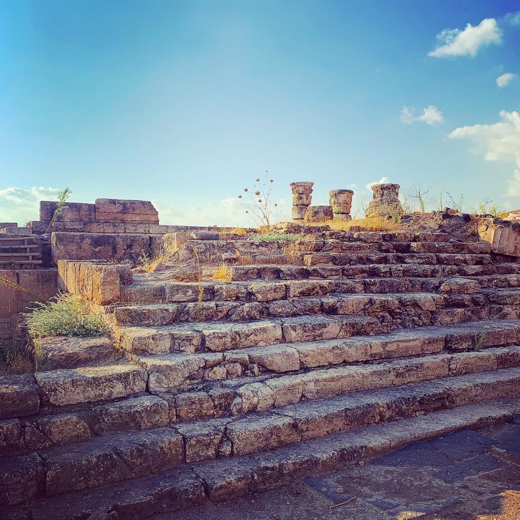 Ruins of three Roman temples at Hurvat Omrit in the Golan Heights